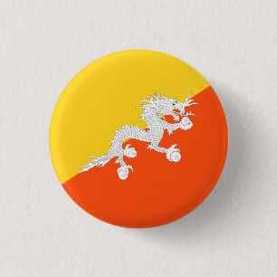 Chapa Redonda De 2,5 Cm Bandera butanesa, bandera de Bután