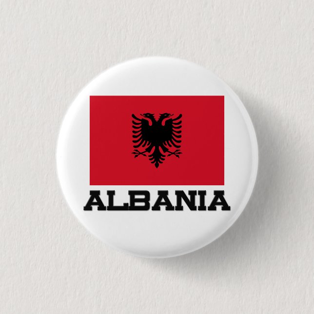 Chapa Redonda De 2,5 Cm Bandera de Albania (Anverso)