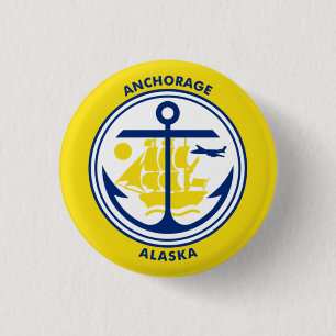 Chapa Redonda De 2,5 Cm Bandera de Anchorage, Alaska