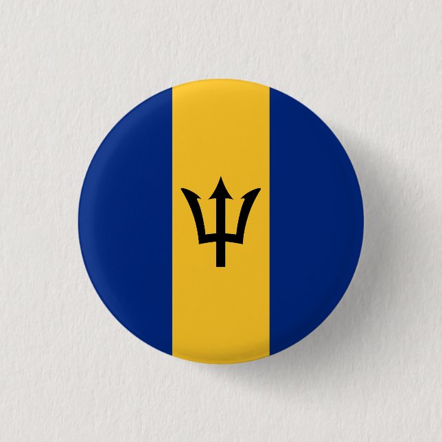 Chapa Redonda De 2,5 Cm Bandera de Barbados (Anverso)