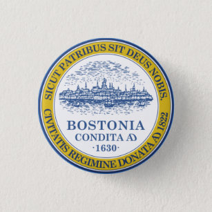 Chapa Redonda De 2,5 Cm Bandera de Boston, Massachusetts