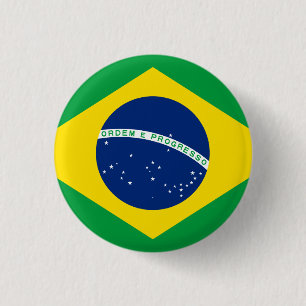 Chapa Redonda De 2,5 Cm Bandera de Brasil (brasileño)