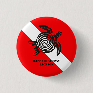 Chapa Redonda De 2,5 Cm Bandera de buceo de Scuba y Personalizado de tortu