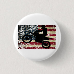 Chapa Redonda De 2,5 Cm Bandera de Dirt Bike Estados Unidos Camiseta Motoc