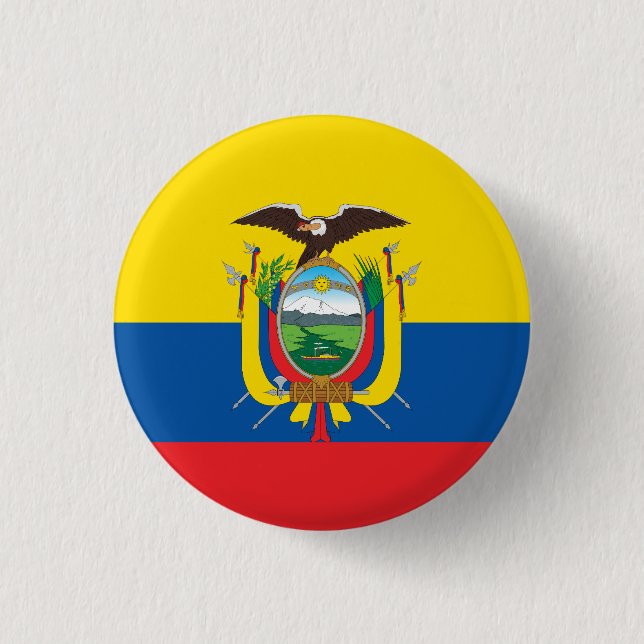Chapa Redonda De 2,5 Cm Bandera de Ecuador (ecuatoriano) (Anverso)