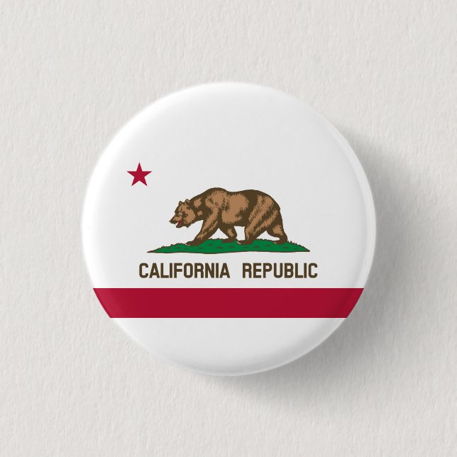 Chapa Redonda De 2,5 Cm Bandera de estado de California (Anverso)