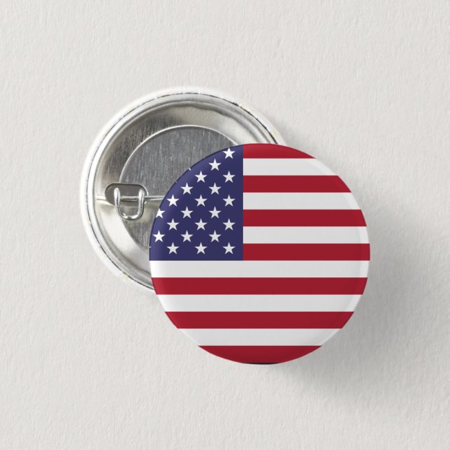 Chapa Redonda De 2,5 Cm Bandera de Estados Unidos blanco rojo y azul (Anverso y reverso)