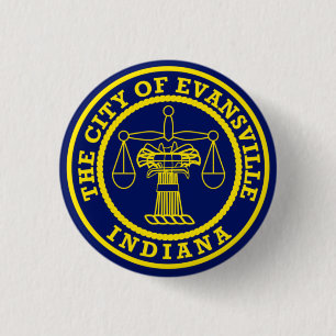 Chapa Redonda De 2,5 Cm Bandera de Evansville, Indiana