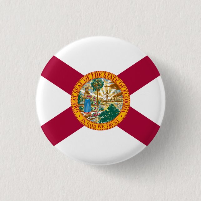 Chapa Redonda De 2,5 Cm Bandera de Florida, Bandera de Florida (Anverso)