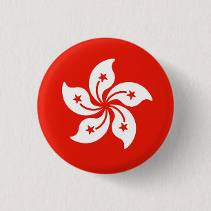 Chapa Redonda De 2,5 Cm Bandera de Hong Kong