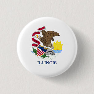 Chapa Redonda De 2,5 Cm Bandera de Illinois, Bandera de Illinois
