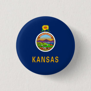 Chapa Redonda De 2,5 Cm Bandera de Kansan, Bandera de Kansas