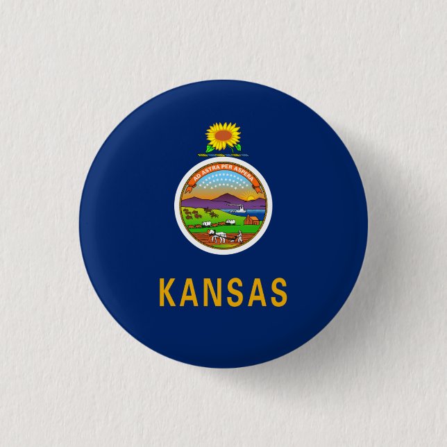 Chapa Redonda De 2,5 Cm Bandera de Kansan, Bandera de Kansas (Anverso)