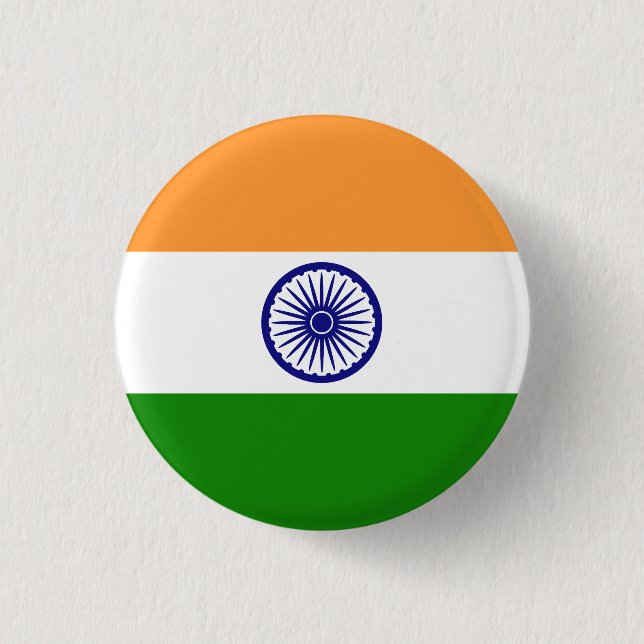Chapa Redonda De 2,5 Cm Bandera de la India (Anverso)