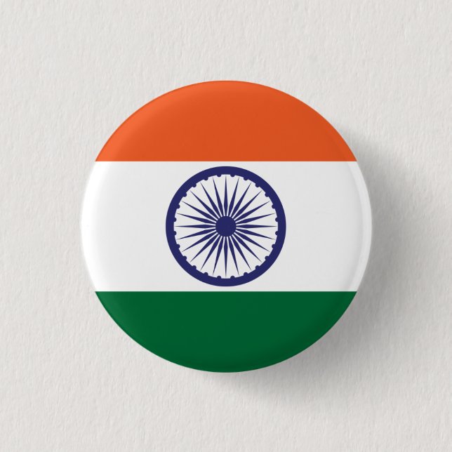 Chapa Redonda De 2,5 Cm Bandera de la India (Anverso)