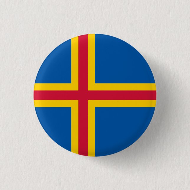 Chapa Redonda De 2,5 Cm Bandera de las Islas Åland (Anverso)
