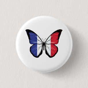 Chapa Redonda De 2,5 Cm Bandera de las mariposas de Francia