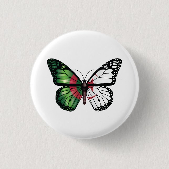 Chapa Redonda De 2,5 Cm Bandera de las mariposas monarcas de Argelia (Anverso)