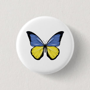 Chapa Redonda De 2,5 Cm Bandera de Mariposa de Ucrania