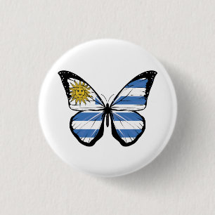 Chapa Redonda De 2,5 Cm Bandera de mariposa de Uruguay