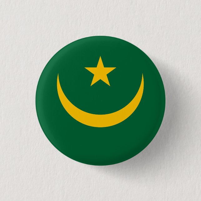 Chapa Redonda De 2,5 Cm Bandera de Mauritania (Anverso)