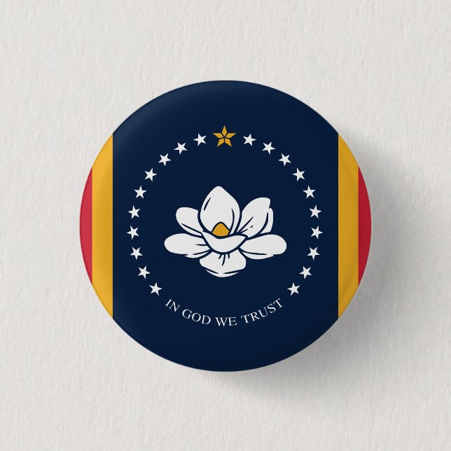 Chapa Redonda De 2,5 Cm Bandera de Misisipi (Anverso)