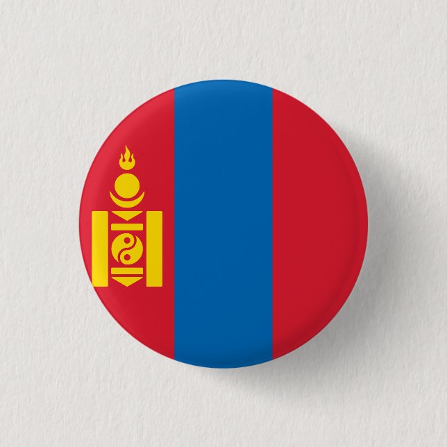 Chapa Redonda De 2,5 Cm Bandera de Mongolia (Anverso)