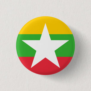 Chapa Redonda De 2,5 Cm Bandera de Myanmar