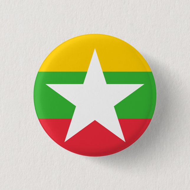 Chapa Redonda De 2,5 Cm Bandera de Myanmar (Anverso)