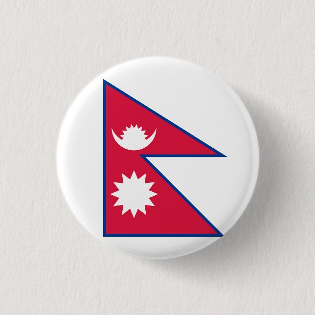 Chapa Redonda De 2,5 Cm Bandera de Nepal (nepalés) (Anverso)