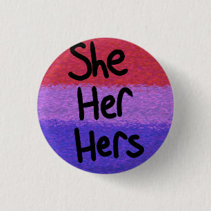 Chapa Redonda De 2,5 Cm Bandera de orgullo bisexual pin de pronombres ella