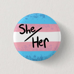 Chapa Redonda De 2,5 Cm Bandera de orgullo transgénero pin de pronombres e
