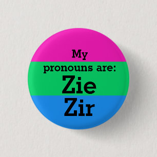 Chapa Redonda De 2,5 Cm Bandera de polisexualidad con pronombres Zie/Zir