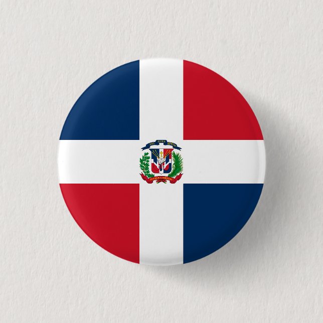 Chapa Redonda De 2,5 Cm Bandera de República Dominicana (Anverso)