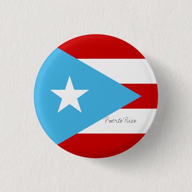 Chapa Redonda De 2,5 Cm Bandera de rojo de Puerto Rico y blanco azules (Anverso)