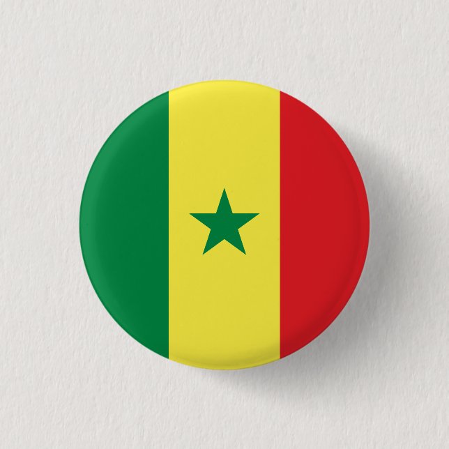 Chapa Redonda De 2,5 Cm Bandera de Senegal (senegalés) (Anverso)