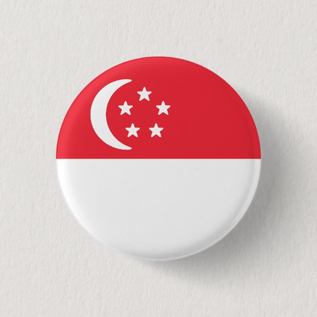 Chapa Redonda De 2,5 Cm Bandera de Singapur (Anverso)