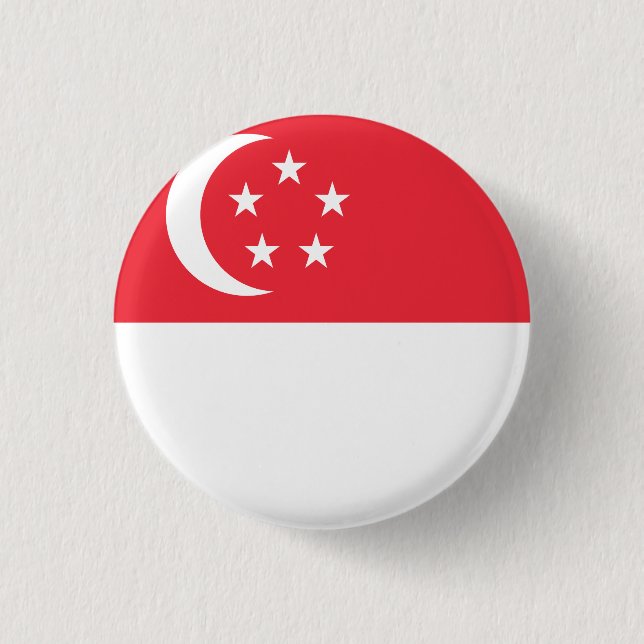 Chapa Redonda De 2,5 Cm Bandera de Singapur (Anverso)