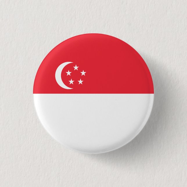 Chapa Redonda De 2,5 Cm Bandera de Singapur, bandera de Singapur (Anverso)