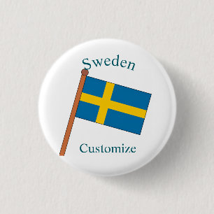 Chapa Redonda De 2,5 Cm Bandera de Suecia Thunder_Cove
