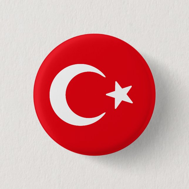 Chapa Redonda De 2,5 Cm Bandera de Turquía (Anverso)
