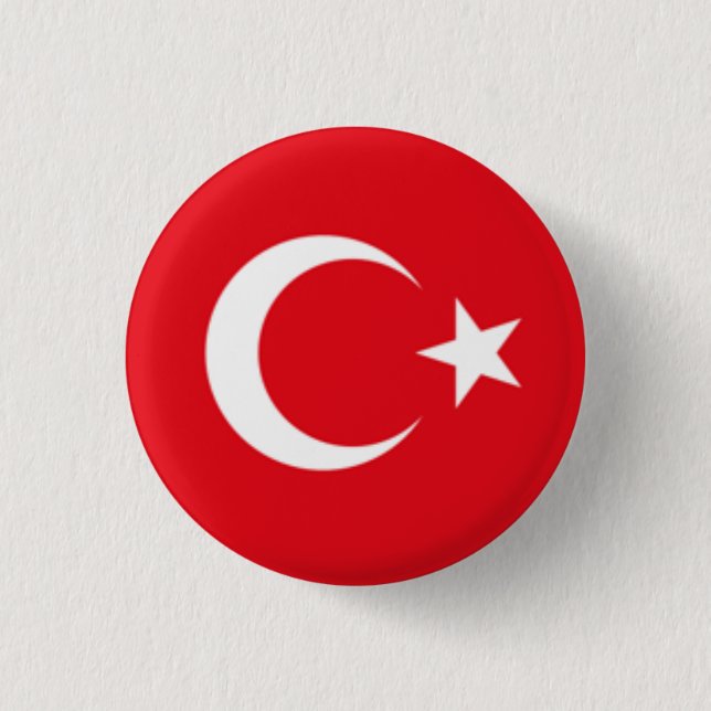 Chapa Redonda De 2,5 Cm Bandera de Turquía (Anverso)