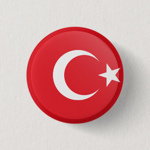 Chapa Redonda De 2,5 Cm Bandera de Turquía (turca)