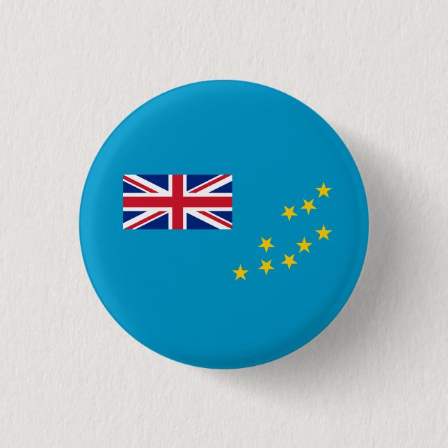 Chapa Redonda De 2,5 Cm Bandera de Tuvalu, Bandera de Tuvalu (Anverso)