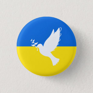 Chapa Redonda De 2,5 Cm Bandera de Ucrania - Paloma de paz - Paz - Liberta