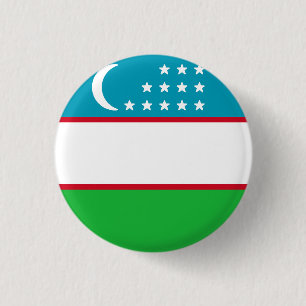Chapa Redonda De 2,5 Cm Bandera de Uzbekistán