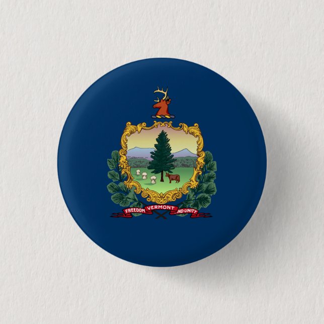 Chapa Redonda De 2,5 Cm Bandera de Vermonter, Bandera de Vermont (Anverso)