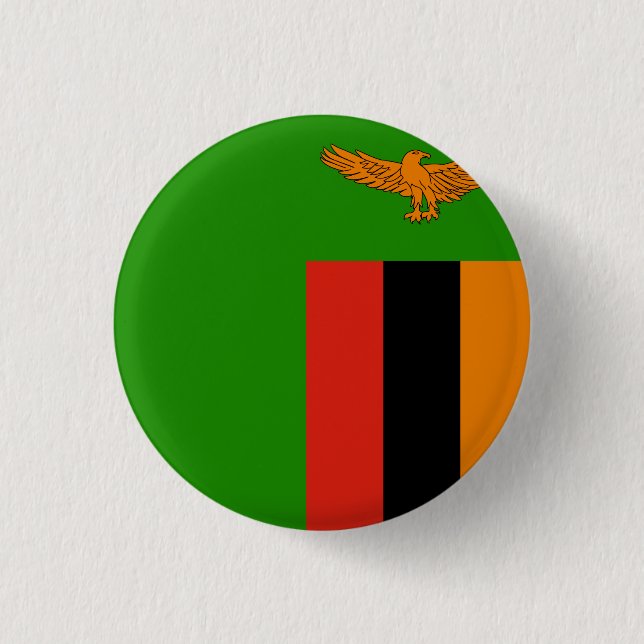 Chapa Redonda De 2,5 Cm Bandera de Zambia (Anverso)