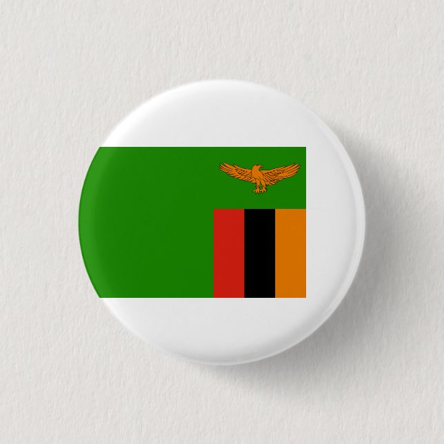 Chapa Redonda De 2,5 Cm Bandera de Zambia, Bandera de Zambia (Anverso)