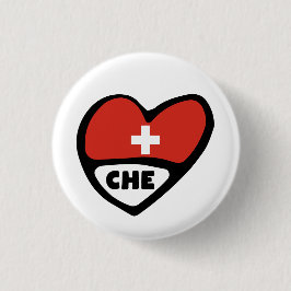 Chapa Redonda De 2,5 Cm Bandera del código del país de Suiza Insignia del 